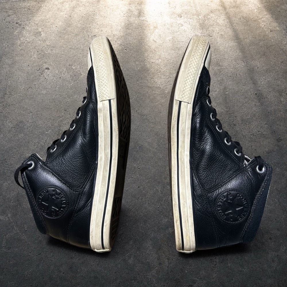 Converse Chuck Taylor All Star Black Leather High Top Mens 11 Skater Y2K Retro